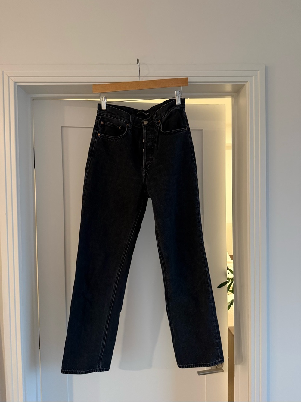 Denim Forum High-Rise Black Straight-Leg Jeans